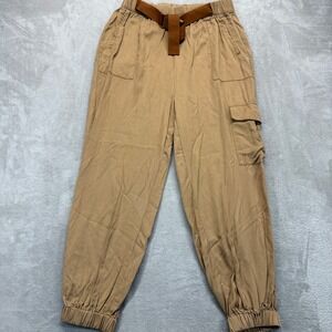 Native Youth Pants Women's Medium Cargo Jogger Streetwear Belted Pull On Trouser